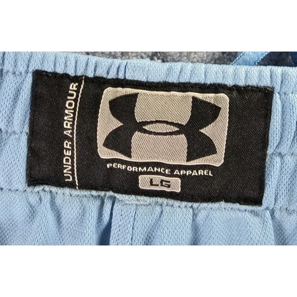 Under Armour Mens Basketball Shorts Blue Striped Athletic Gym VBOD353 Size LG
